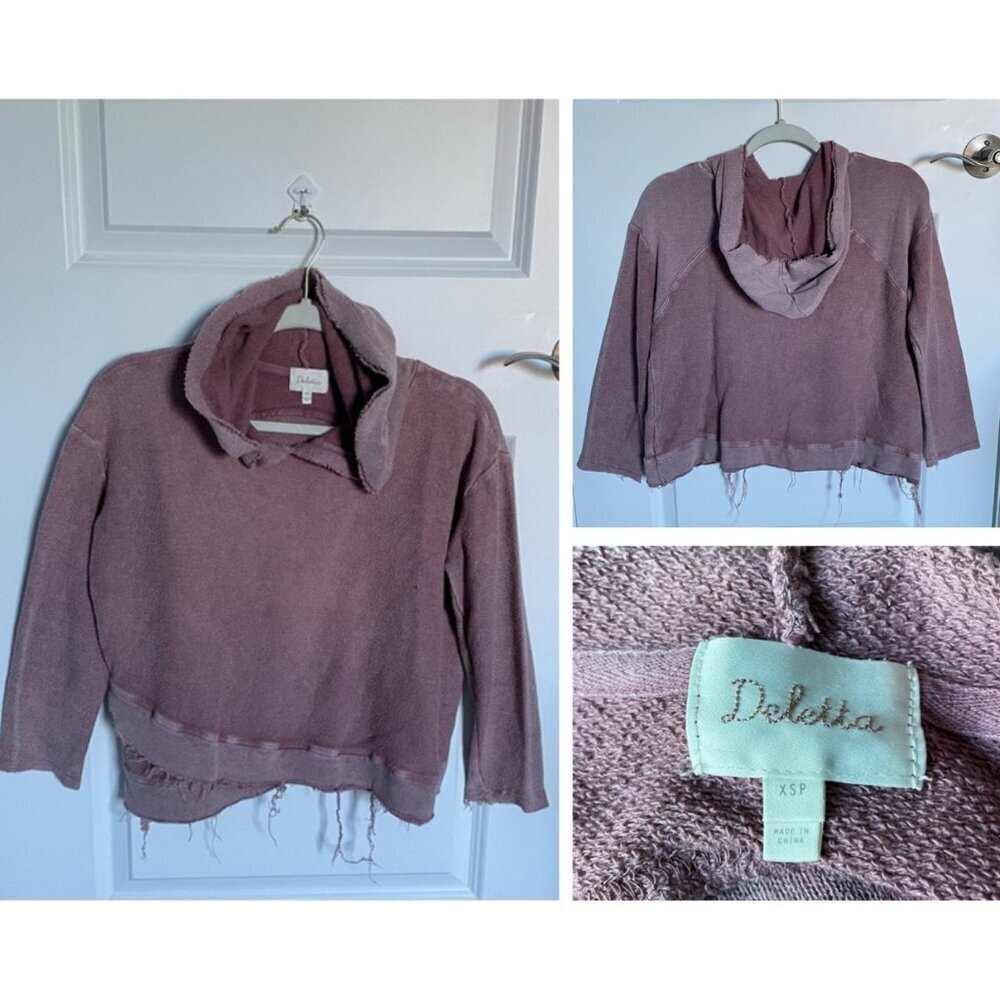 Anthropologie Deletta Purple Distressed Hoodie - 29880